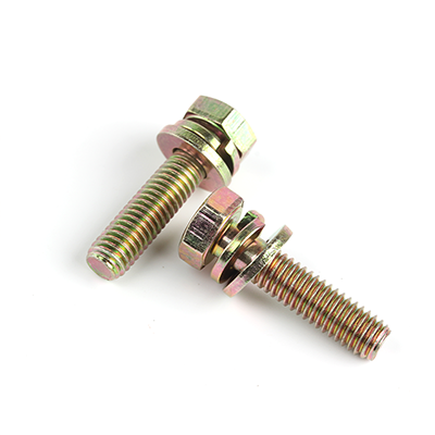 工业熊碳钢8.8级彩锌定制带平弹垫六角头螺栓(弹垫70#钢,平垫Q235)定制D10127