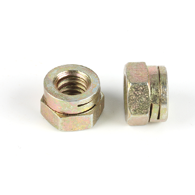 碳钢8级彩锌六角全金属割槽锁紧螺母NFE25-411